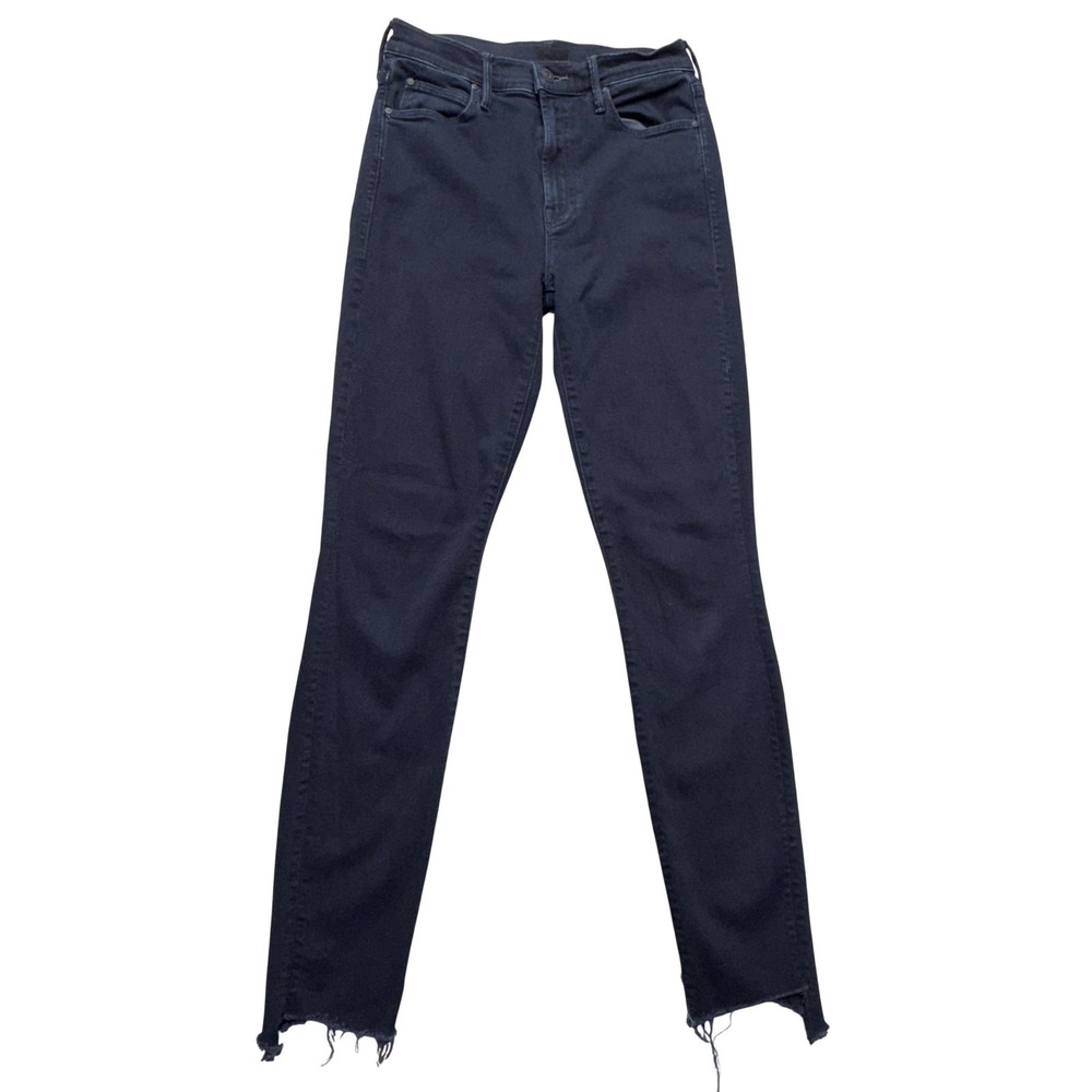 Mother The Stunner Zip Skinny‎ Jeans Womens 26 Dark Wash Mid Rise Step Fray Hem